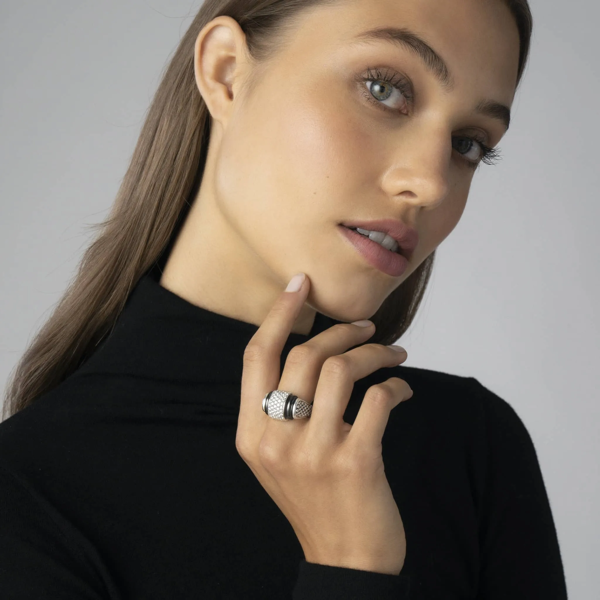 Black Caviar Black Ceramic Caviar Diamond Statement Ring