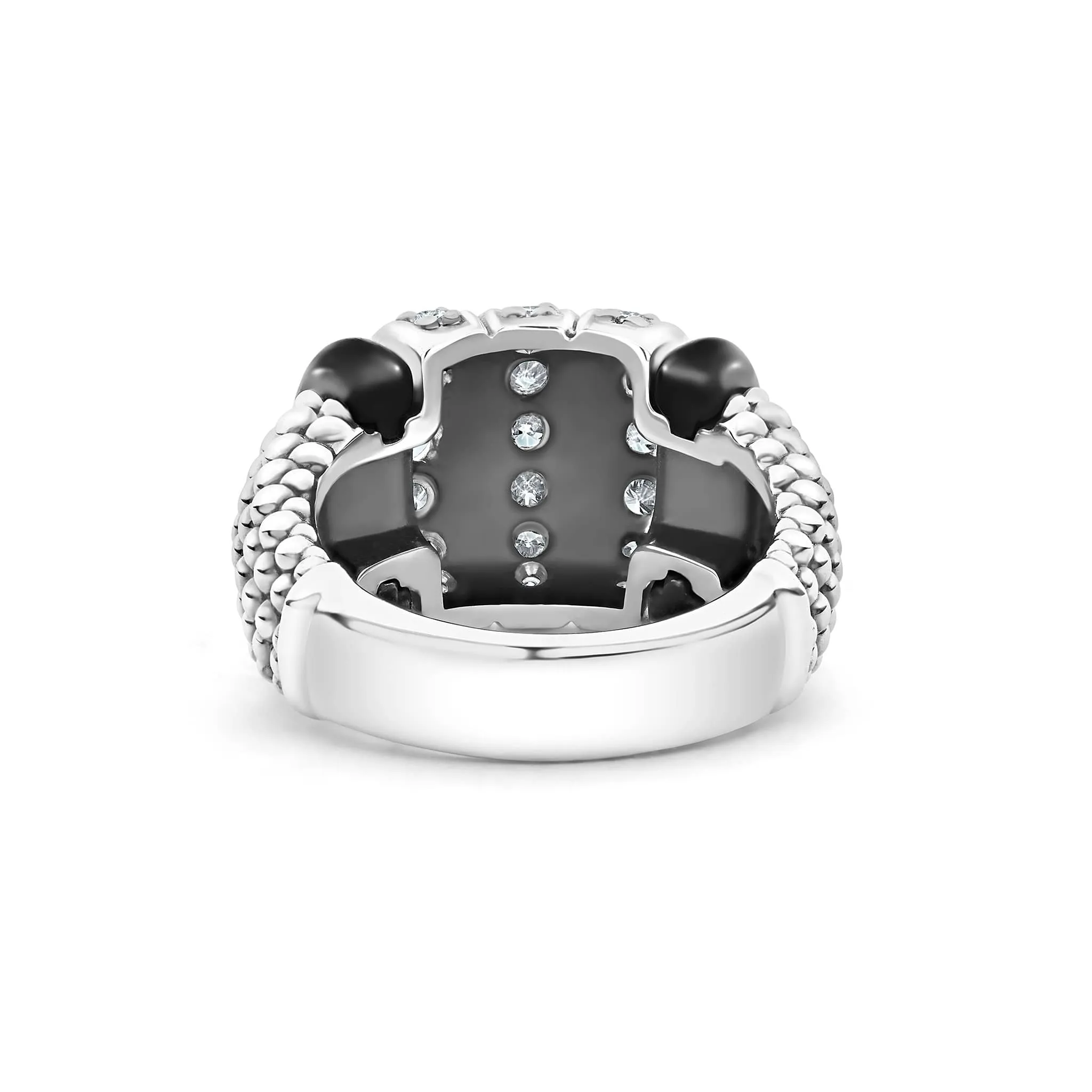 Black Caviar Black Three Station Ceramic Caviar Diamond Ring