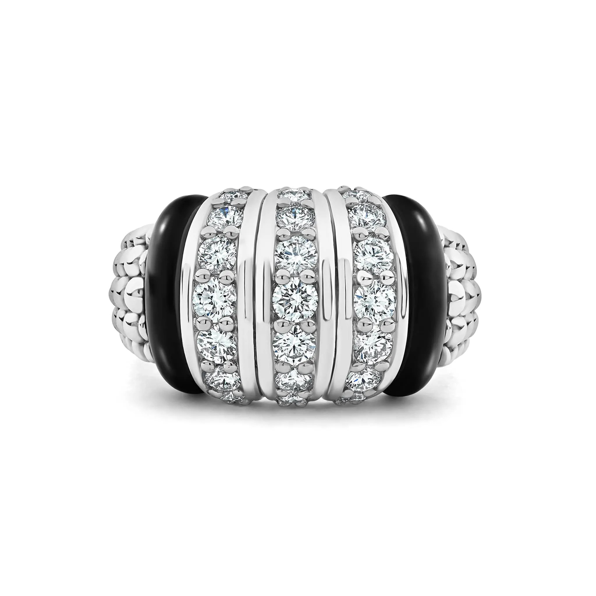 Black Caviar Black Three Station Ceramic Caviar Diamond Ring