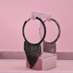 BLACK DANGLE HOOPS