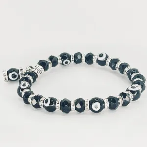 Black Evil Eye Charm Stretch Bracelet: Sleek and Protective