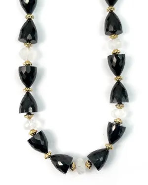 Black Spinel and Moonstone Strand Necklace