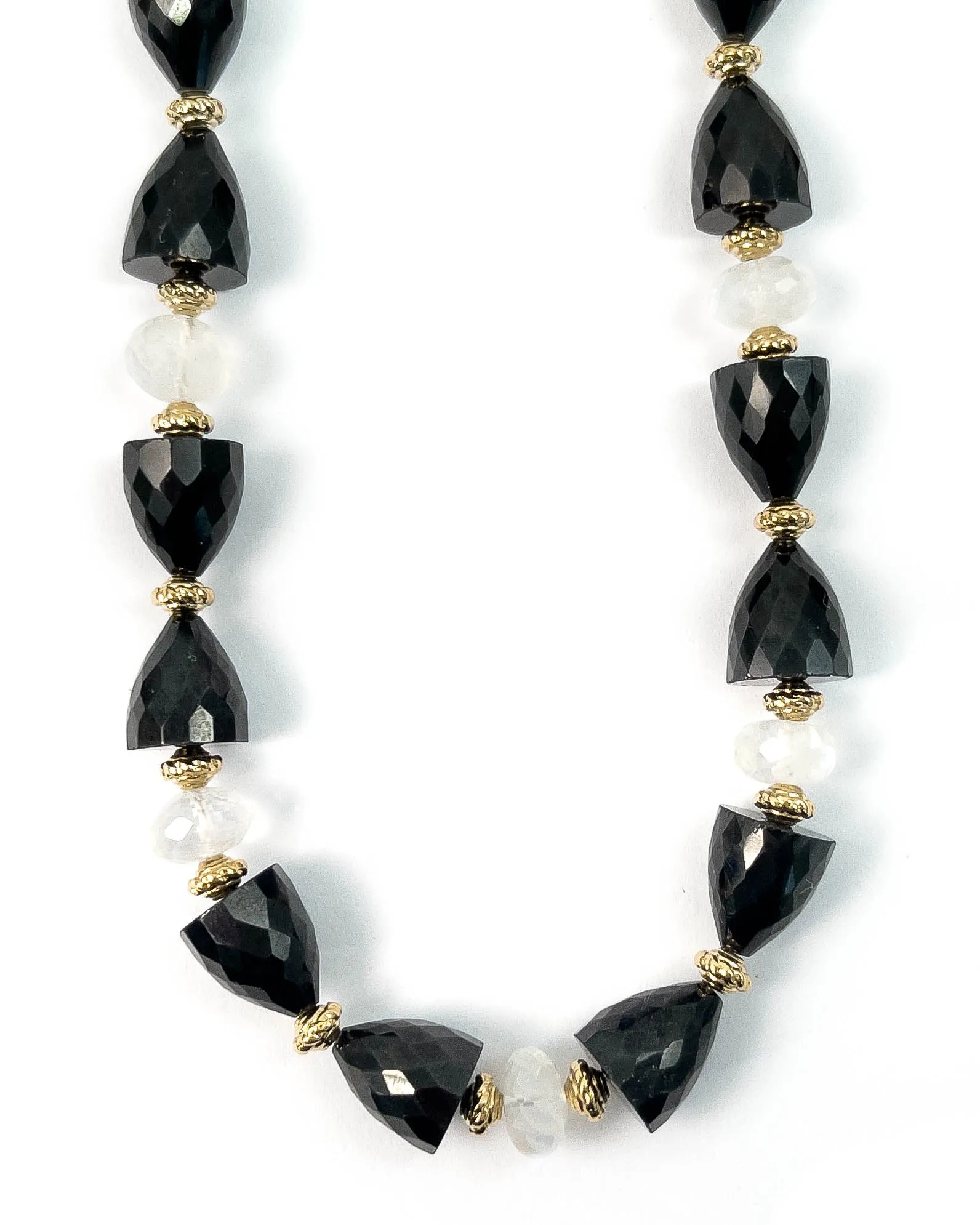 Black Spinel and Moonstone Strand Necklace