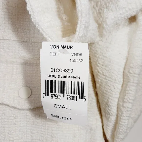 Blank NYC Oversized Crop Jacket, NWT, Vanilla Cream, Snap Front, Size Small