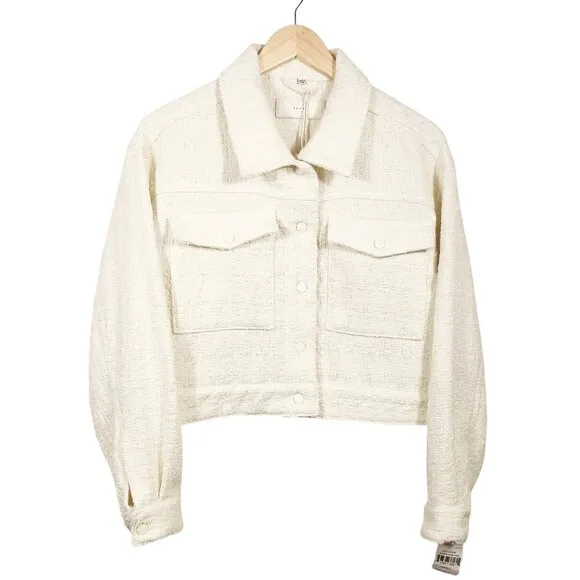 Blank NYC Oversized Crop Jacket, NWT, Vanilla Cream, Snap Front, Size Small