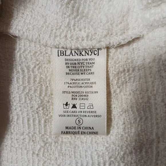 Blank NYC Oversized Crop Jacket, NWT, Vanilla Cream, Snap Front, Size Small