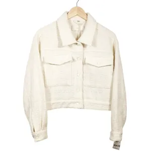Blank NYC Oversized Crop Jacket, NWT, Vanilla Cream, Snap Front, Size Small