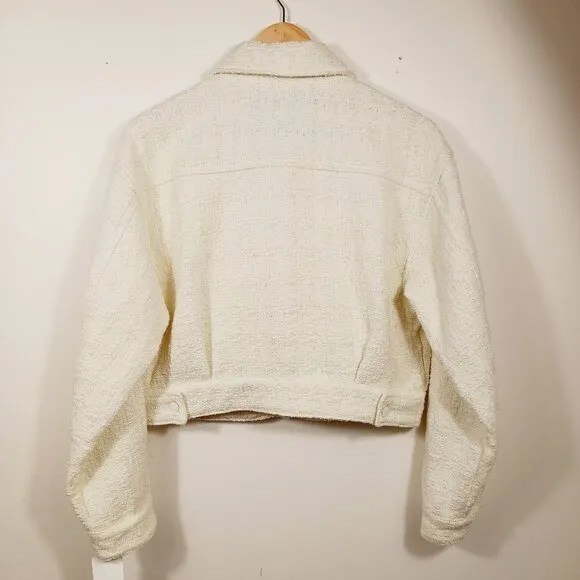 Blank NYC Oversized Crop Jacket, NWT, Vanilla Cream, Snap Front, Size Small