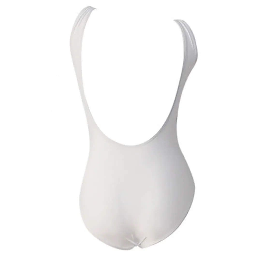 Blank White Modern Sleek One Piece Swimsuit