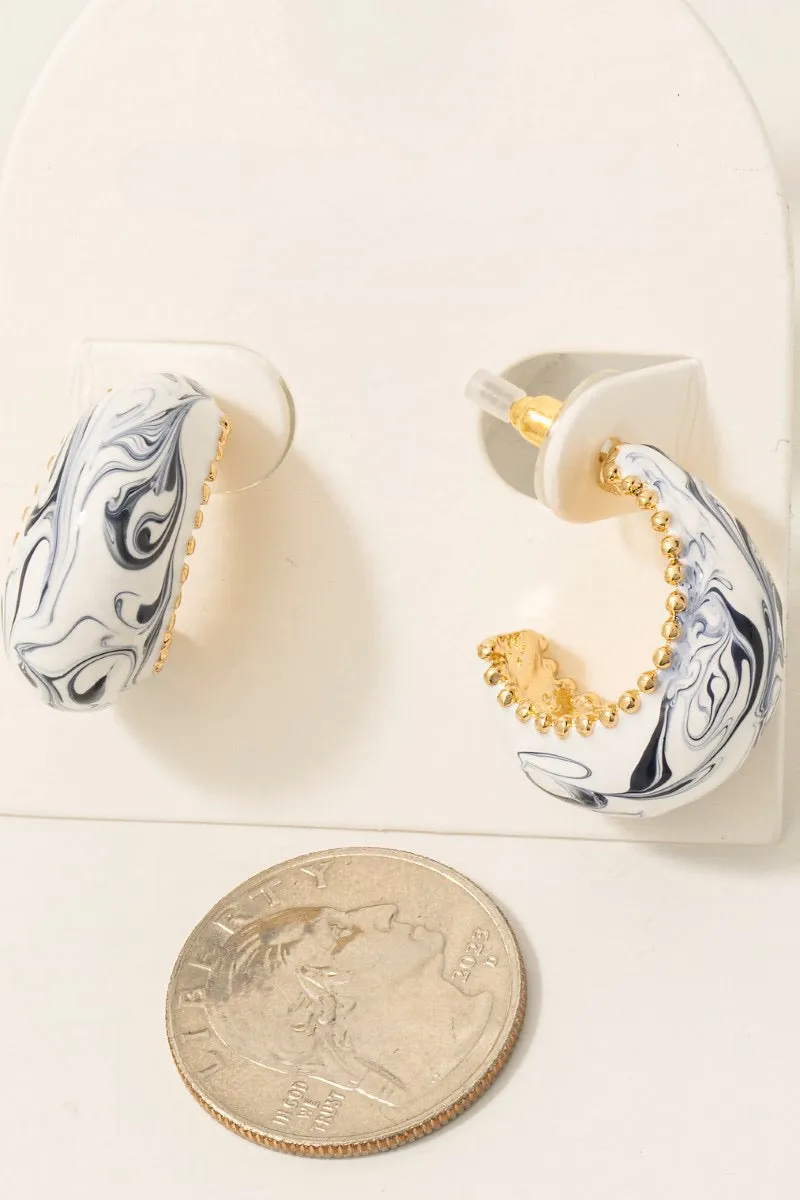 Blue Ceramic Rounded Hoop Earrings