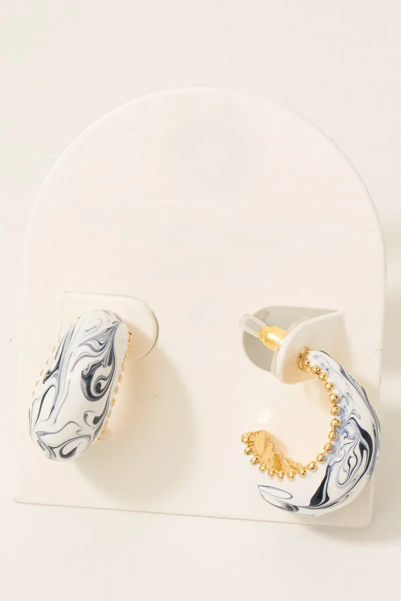 Blue Ceramic Rounded Hoop Earrings