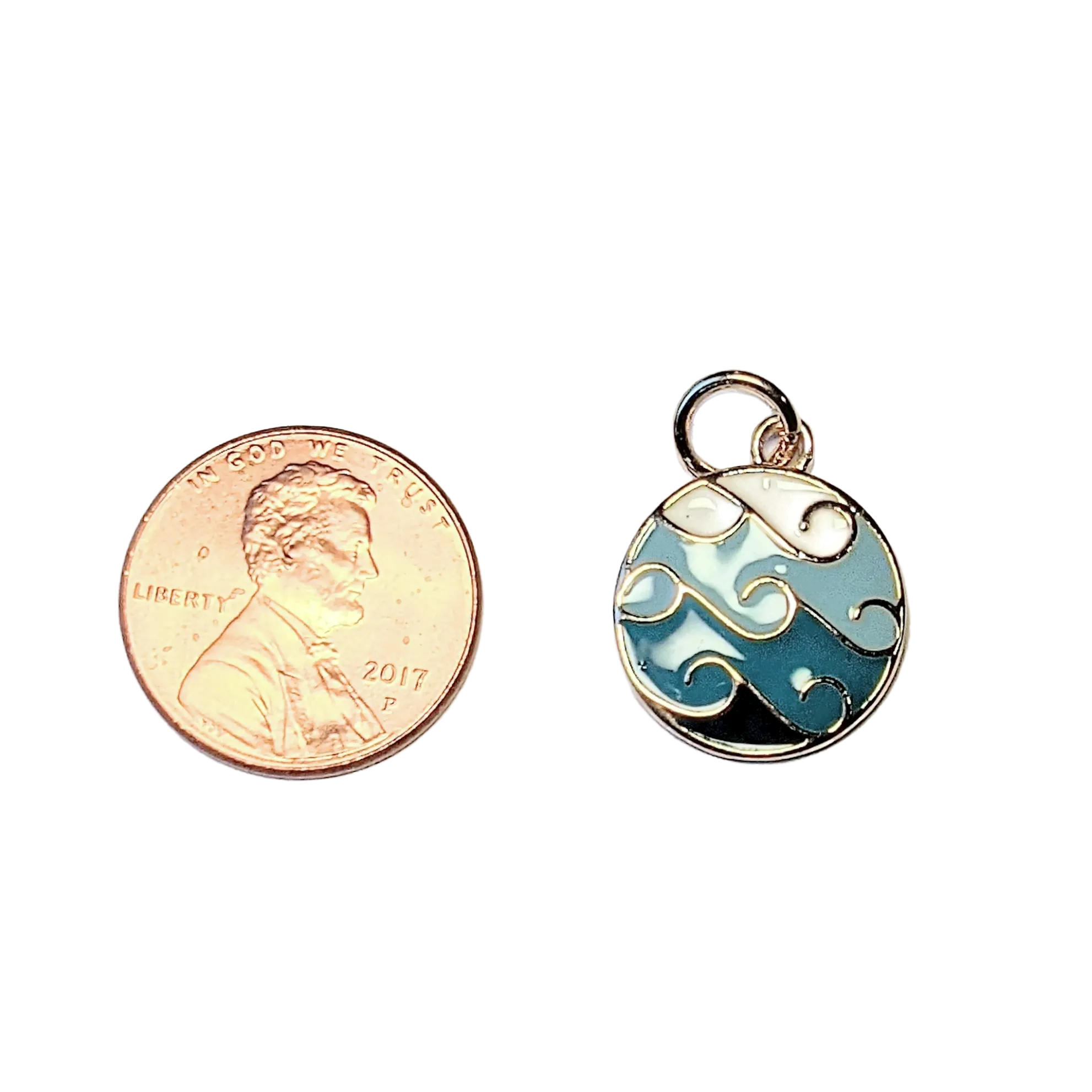 Blue Enamel Ocean Wave Pendant