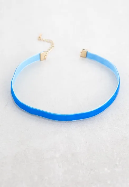 Blue Thin Velvet Choker