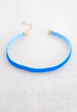Blue Thin Velvet Choker