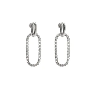 Box Link Earrings in Rhodium