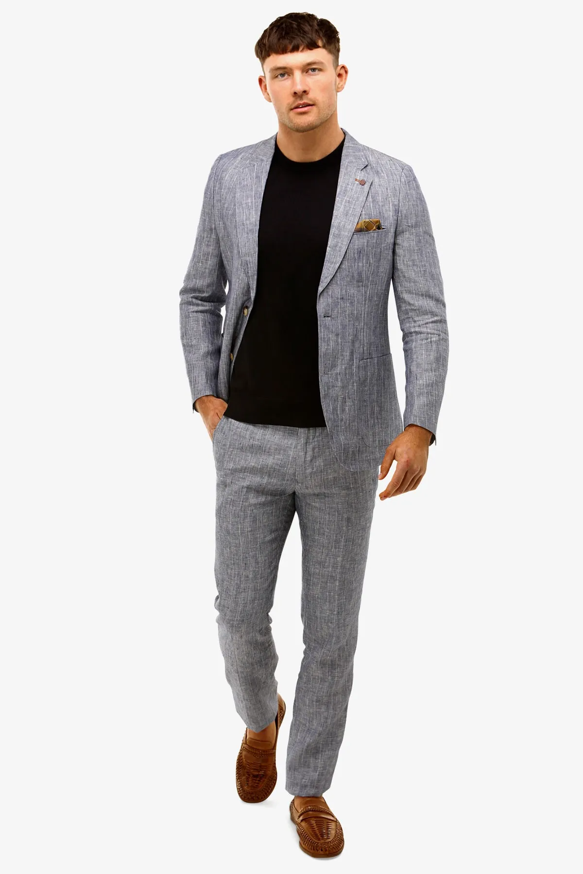 Brooksfield | Subtle Stripe Linen Blazer