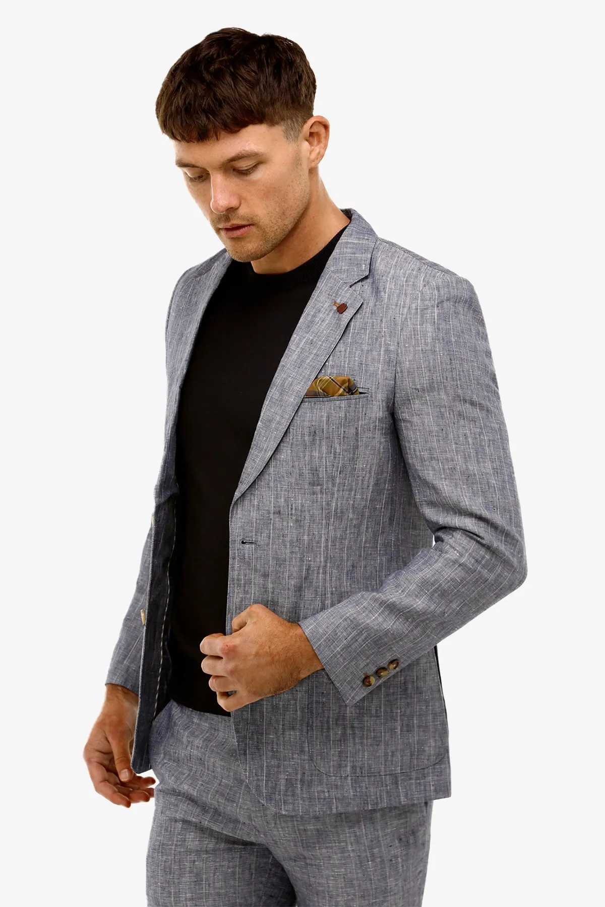 Brooksfield | Subtle Stripe Linen Blazer