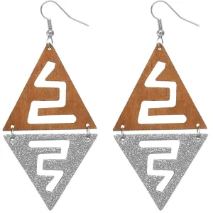 Brown Sparkle Zigzag Linked  Earrings