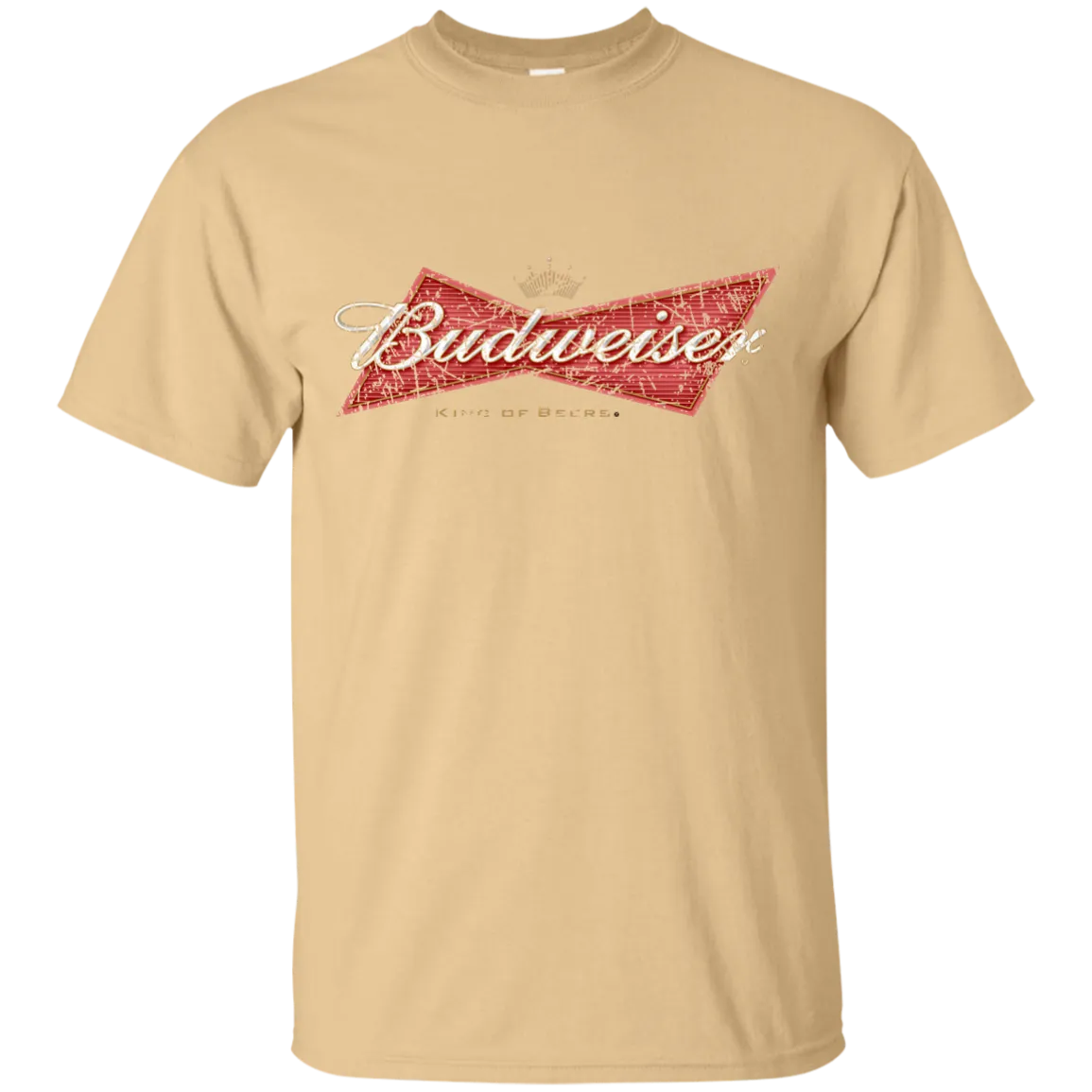 Budweiser Beer T-Shirt Color Custom Designed Worn Pattern Label