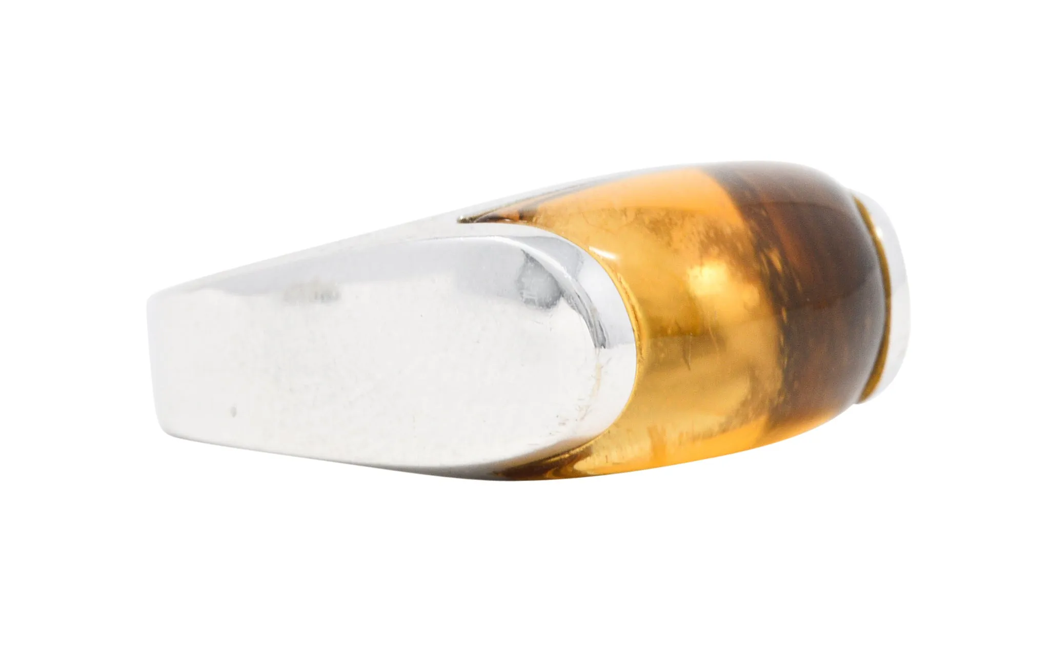 Bulgari Citrine 18 Karat White Gold Tronchetto Gemstone Band Ring