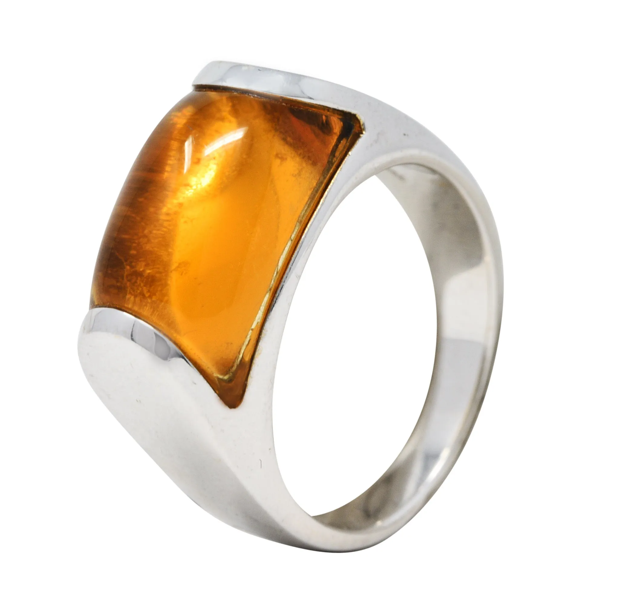 Bulgari Citrine 18 Karat White Gold Tronchetto Gemstone Band Ring