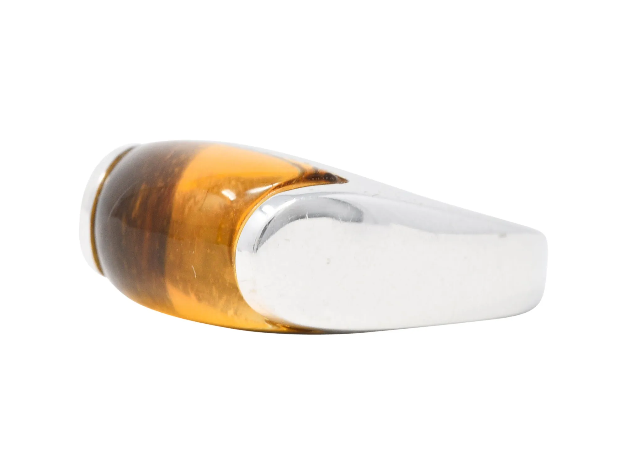 Bulgari Citrine 18 Karat White Gold Tronchetto Gemstone Band Ring