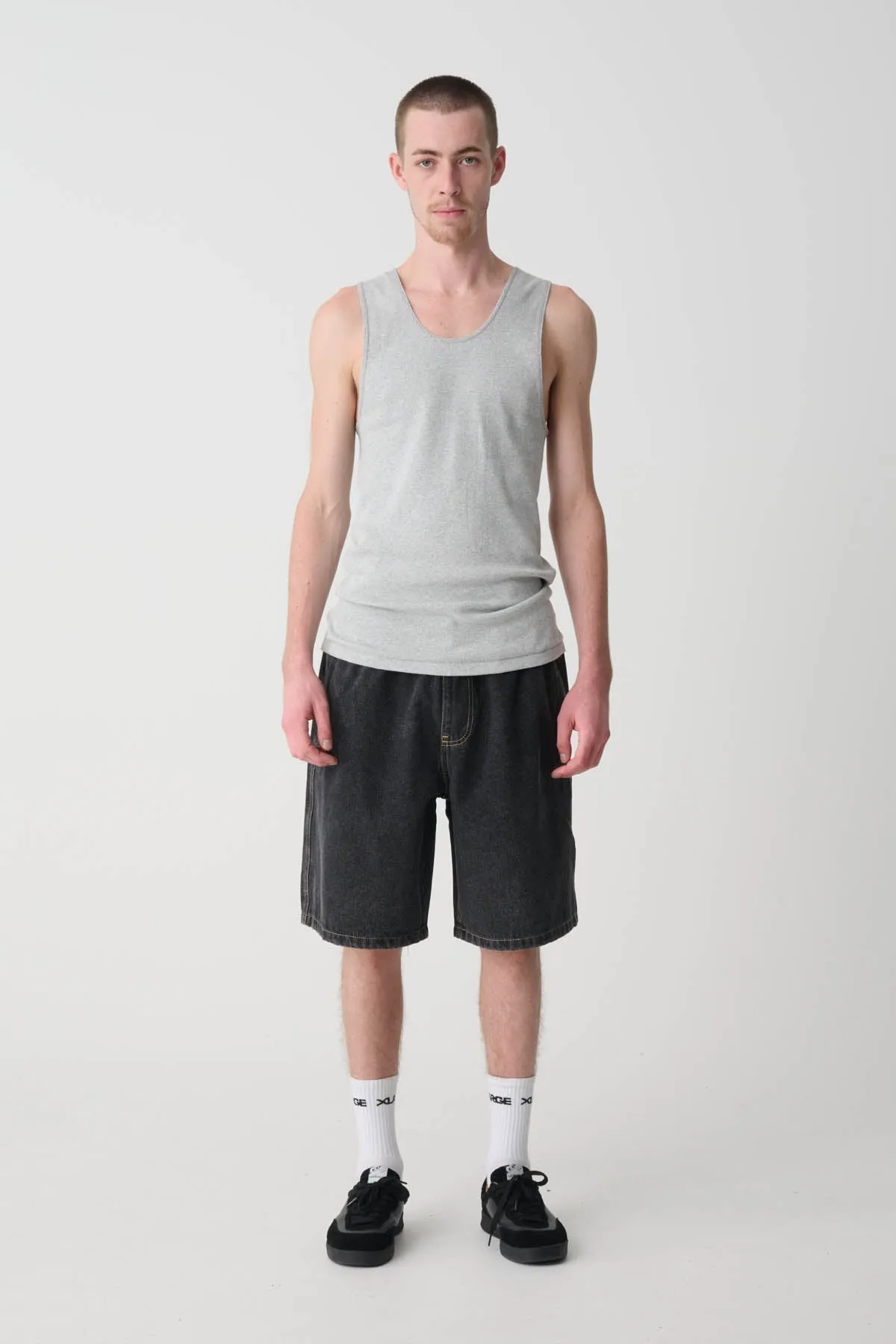 BULL DENIM 91 ELASTIC SHORT - WASHED BLACK DENIM
