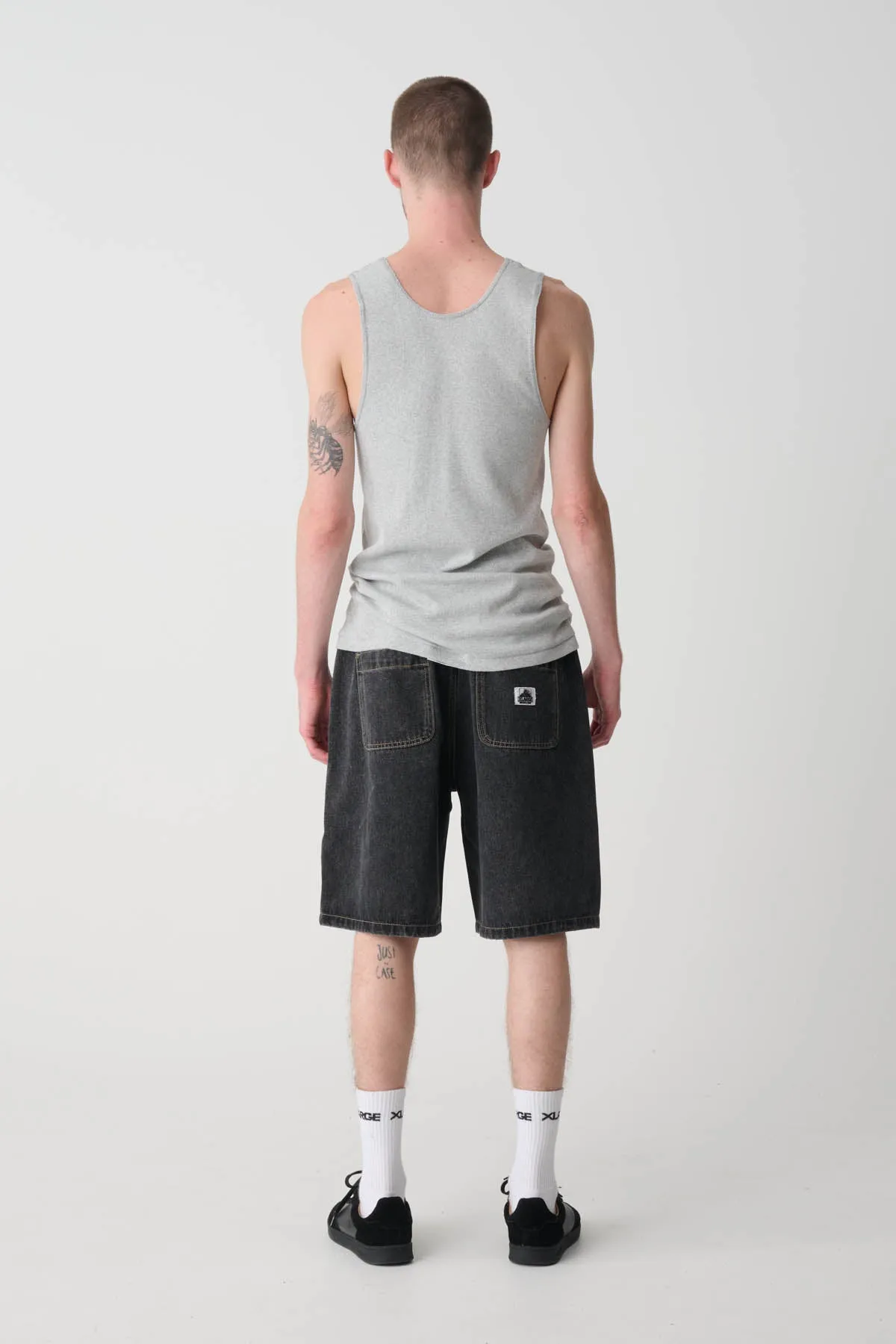 BULL DENIM 91 ELASTIC SHORT - WASHED BLACK DENIM