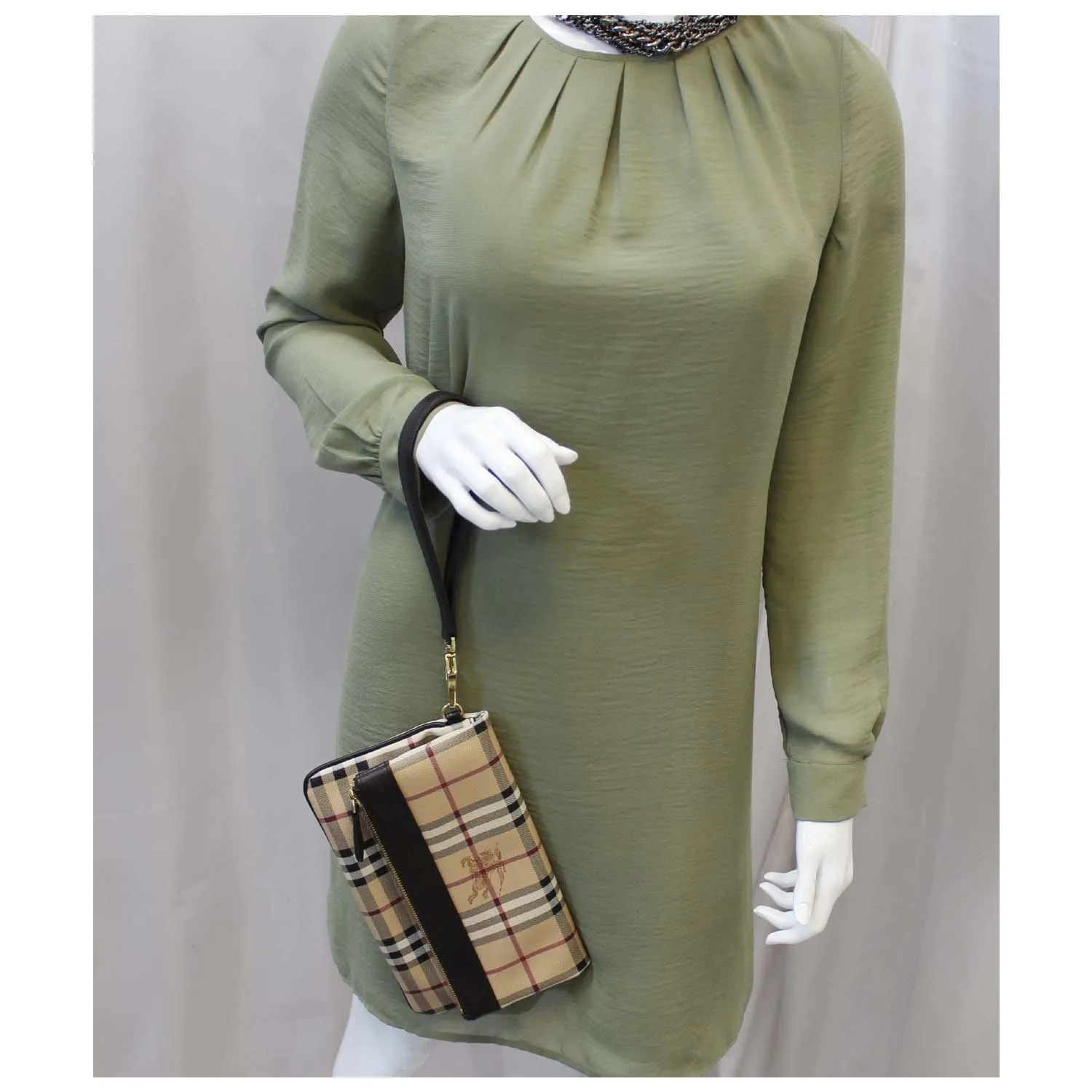 BURBERRY Haymarket Check Adeline Foldover Clutch Brown