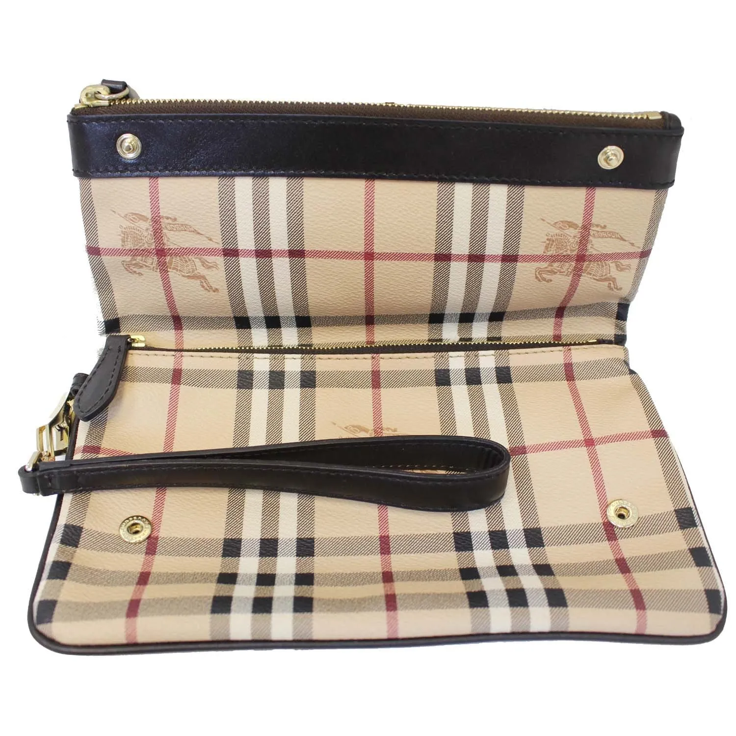 BURBERRY Haymarket Check Adeline Foldover Clutch Brown