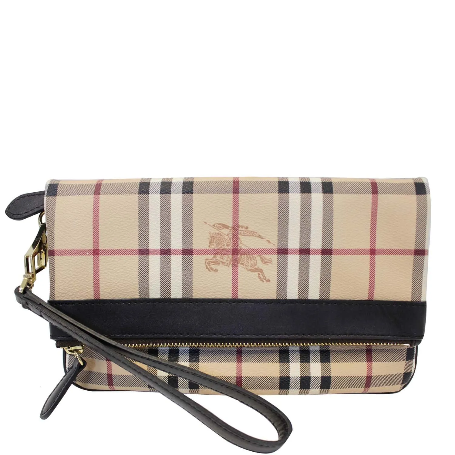 BURBERRY Haymarket Check Adeline Foldover Clutch Brown