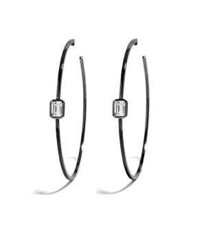 Calve Illusion Diamond Black Goold Hoop Earrings