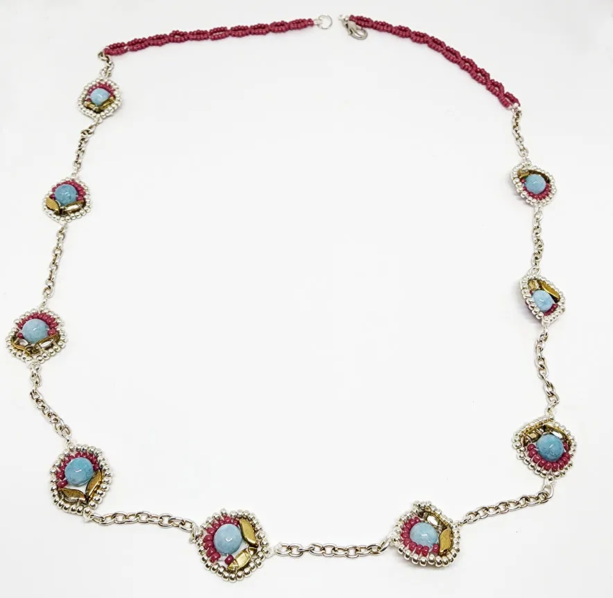 Chain Linked Budding Gem Necklace