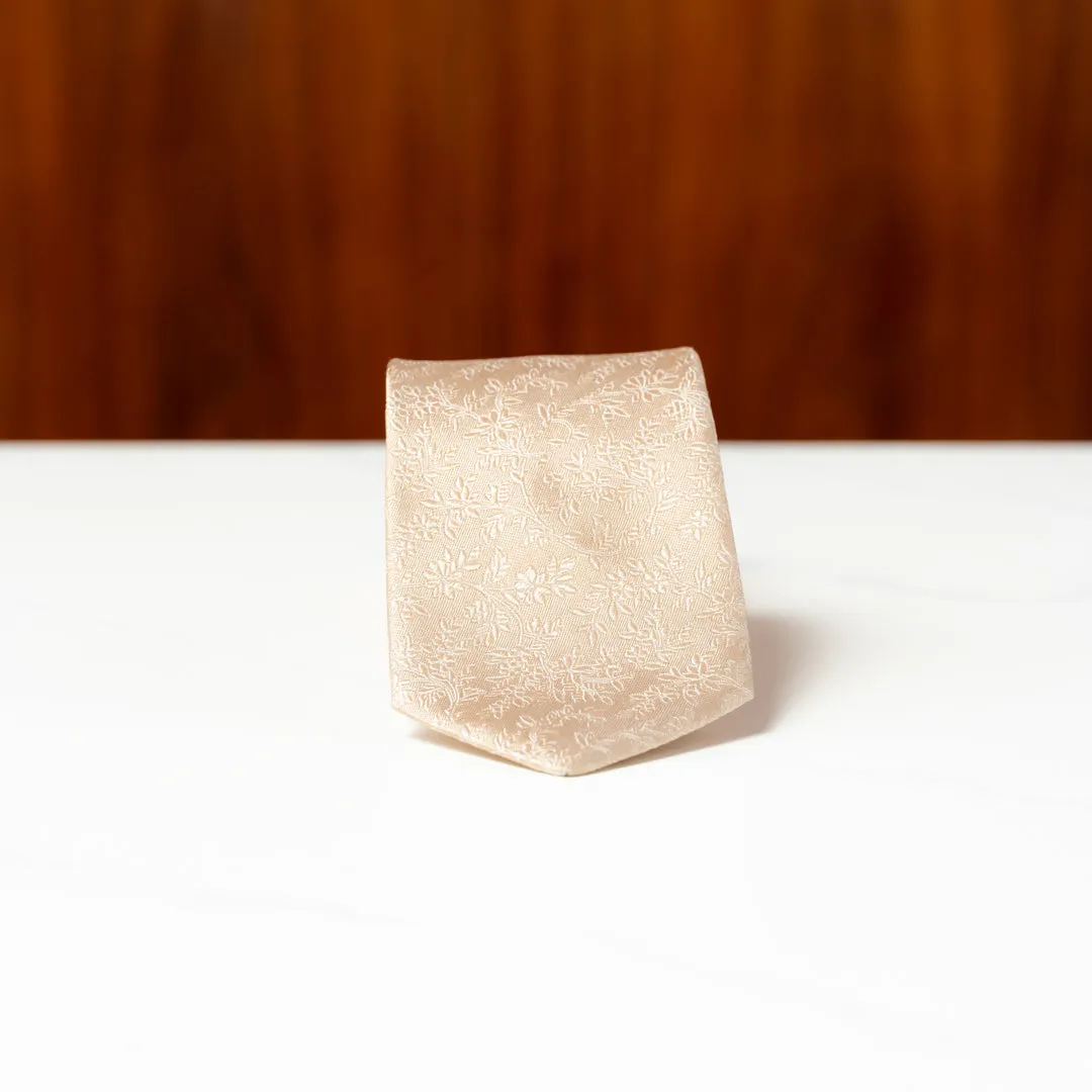 Champagne Gold Subtle Floral Silk Necktie