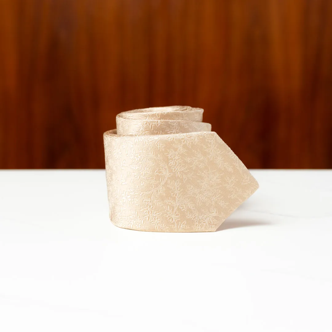 Champagne Gold Subtle Floral Silk Necktie