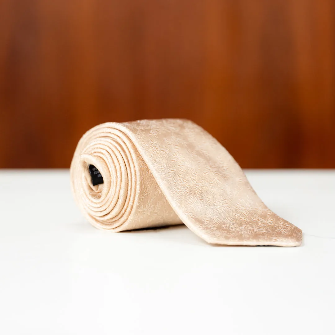 Champagne Gold Subtle Floral Silk Necktie