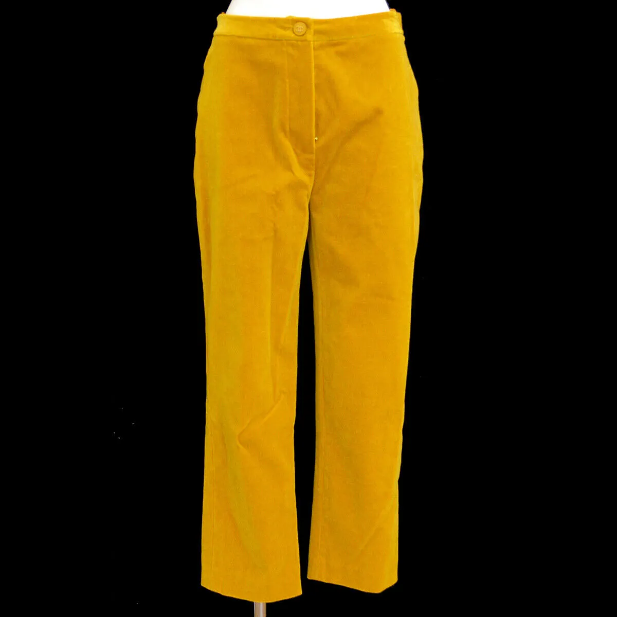CHANEL 04471 #40 CC Logos Button Long Straight Pants Bottoms Ocher 03843