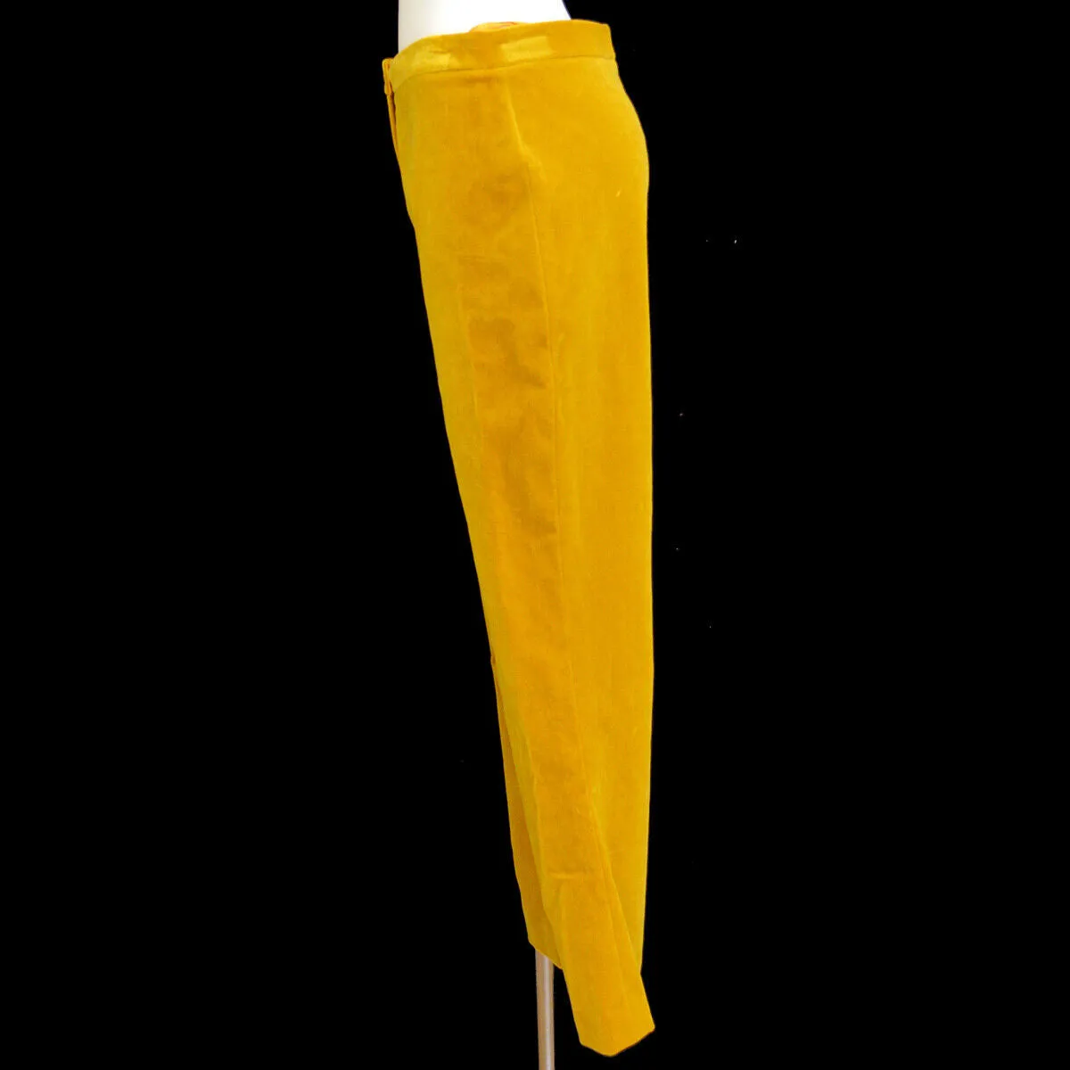 CHANEL 04471 #40 CC Logos Button Long Straight Pants Bottoms Ocher 03843