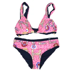 CHANEL #36 B3939 Swimwear Swimsuit Bikini Pink Navy 91381