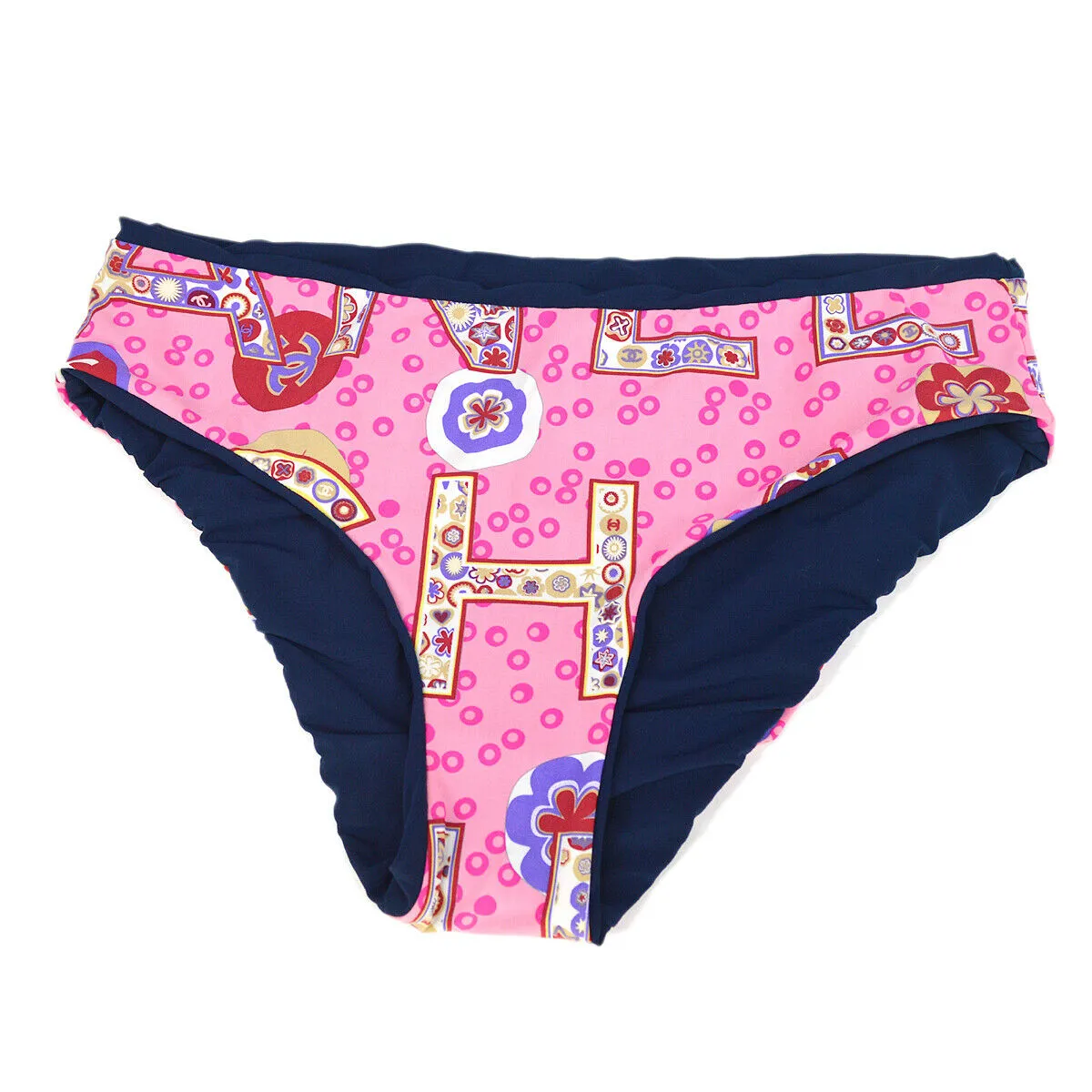 CHANEL #36 B3939 Swimwear Swimsuit Bikini Pink Navy 91381