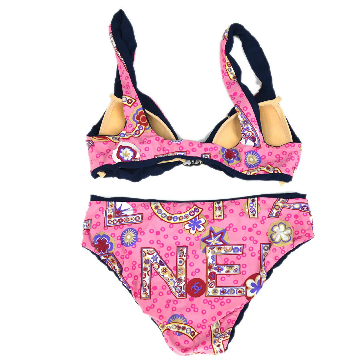 CHANEL #36 B3939 Swimwear Swimsuit Bikini Pink Navy 91381
