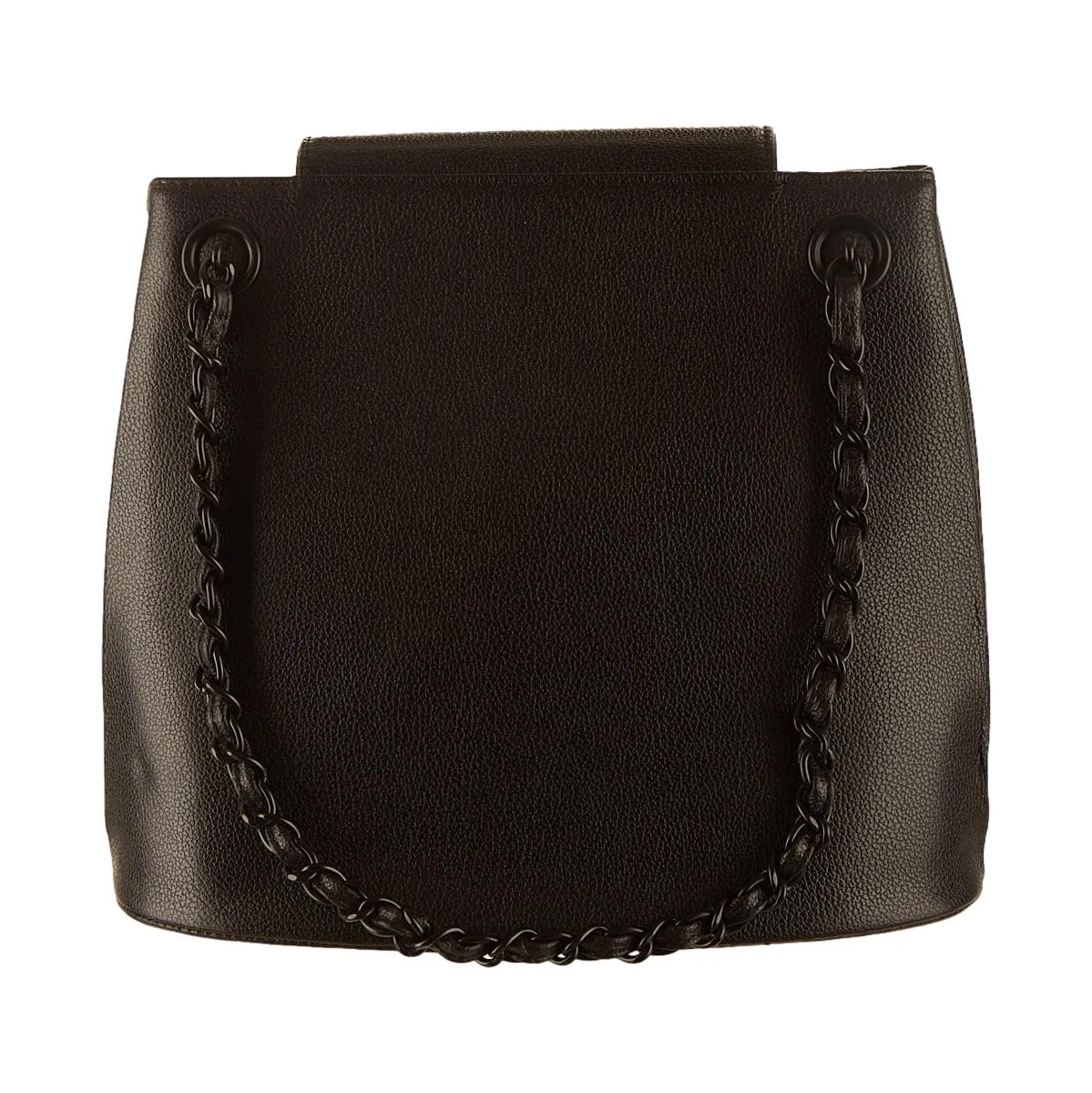 Chanel Black Logo Structured Chain Bag