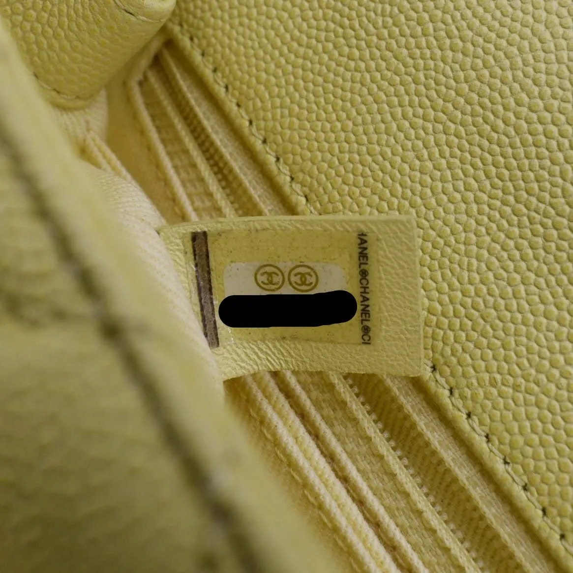CHANEL CC Coco Flap Caviar Leather Top Handle Shoulder Bag Yellow 24229597