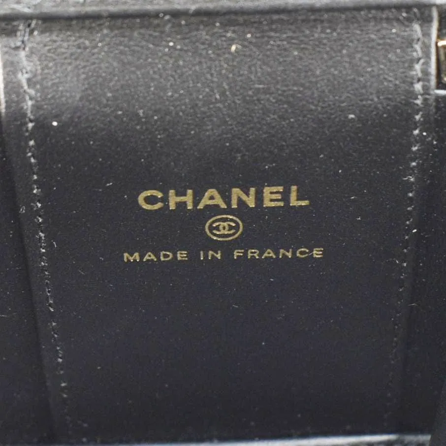 CHANEL Coco Casino Mini Quilted Caviar Leather Vanity Case Black