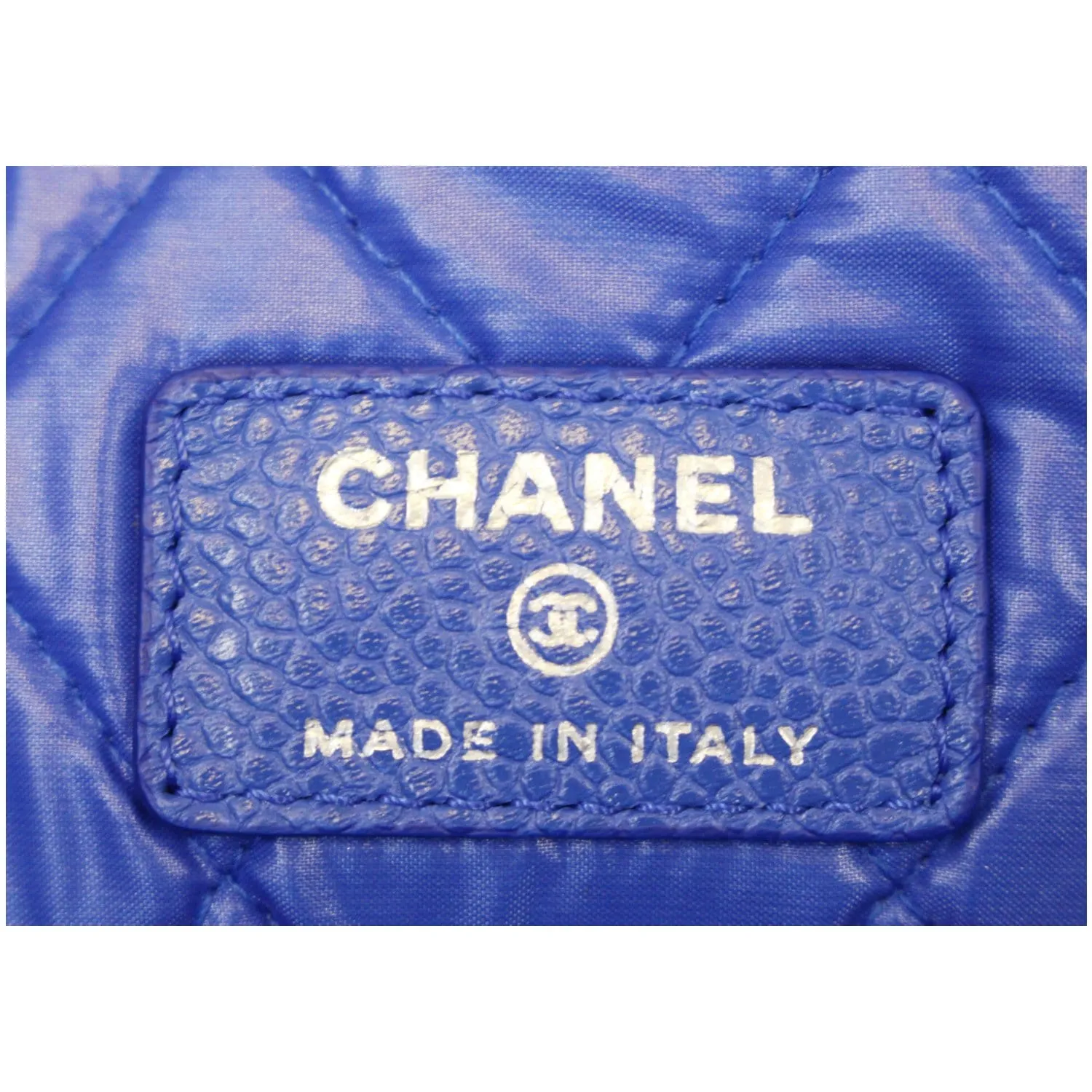 CHANEL Foldover Quilted Caviar Leather Clutch Bag Blue