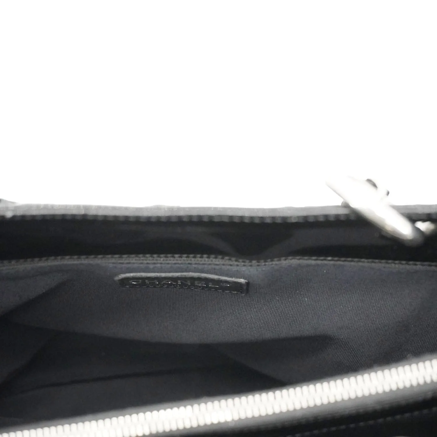 CHANEL Grand Shopping Patent Quilted Leather GST Tote Bag Black