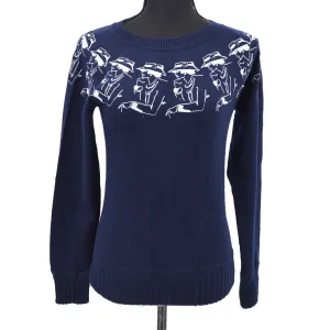 CHANEL P44570K04639 #34 CC Logos Long Sleeve Round Neck Knit Tops Navy 25594