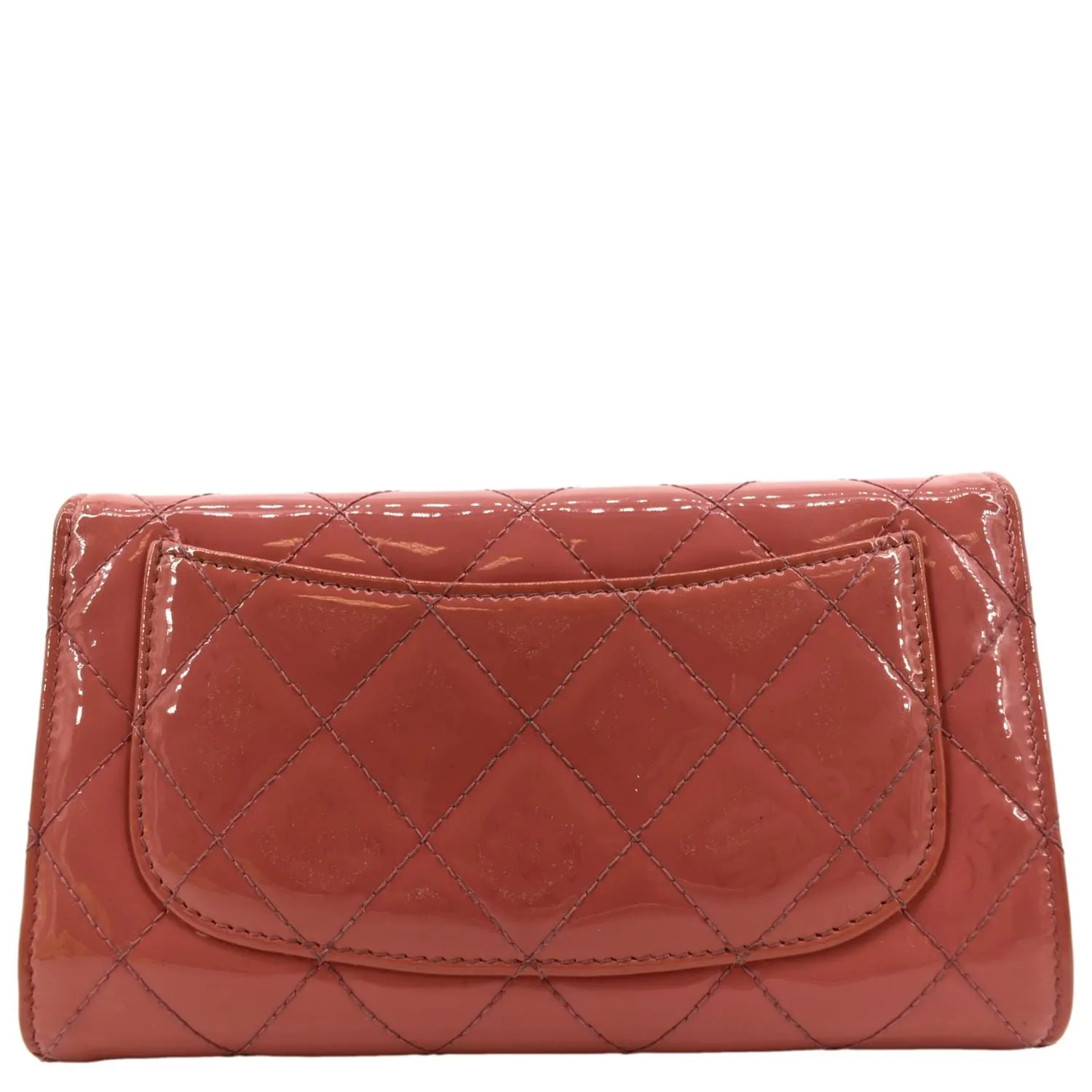 CHANEL Quilted Patent Leather Long Wallet Red