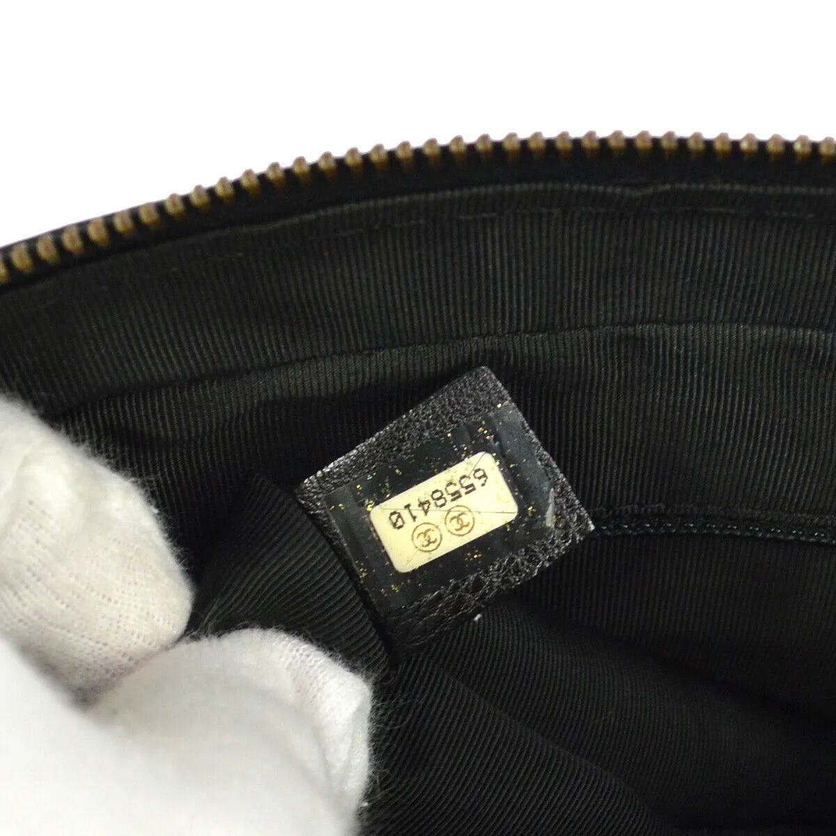 CHANEL Wild Stitch CC Hand Bag Purse 6558410 Black Leather Vintage JT08652b