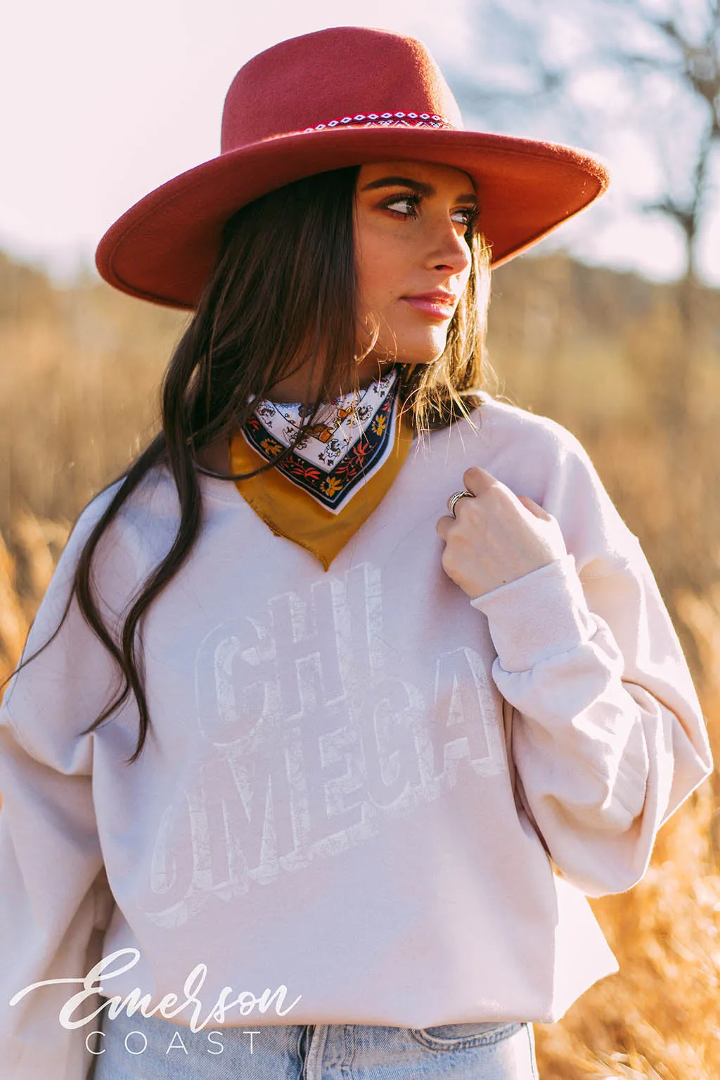 Chi Omega Subtle Sand Crewneck